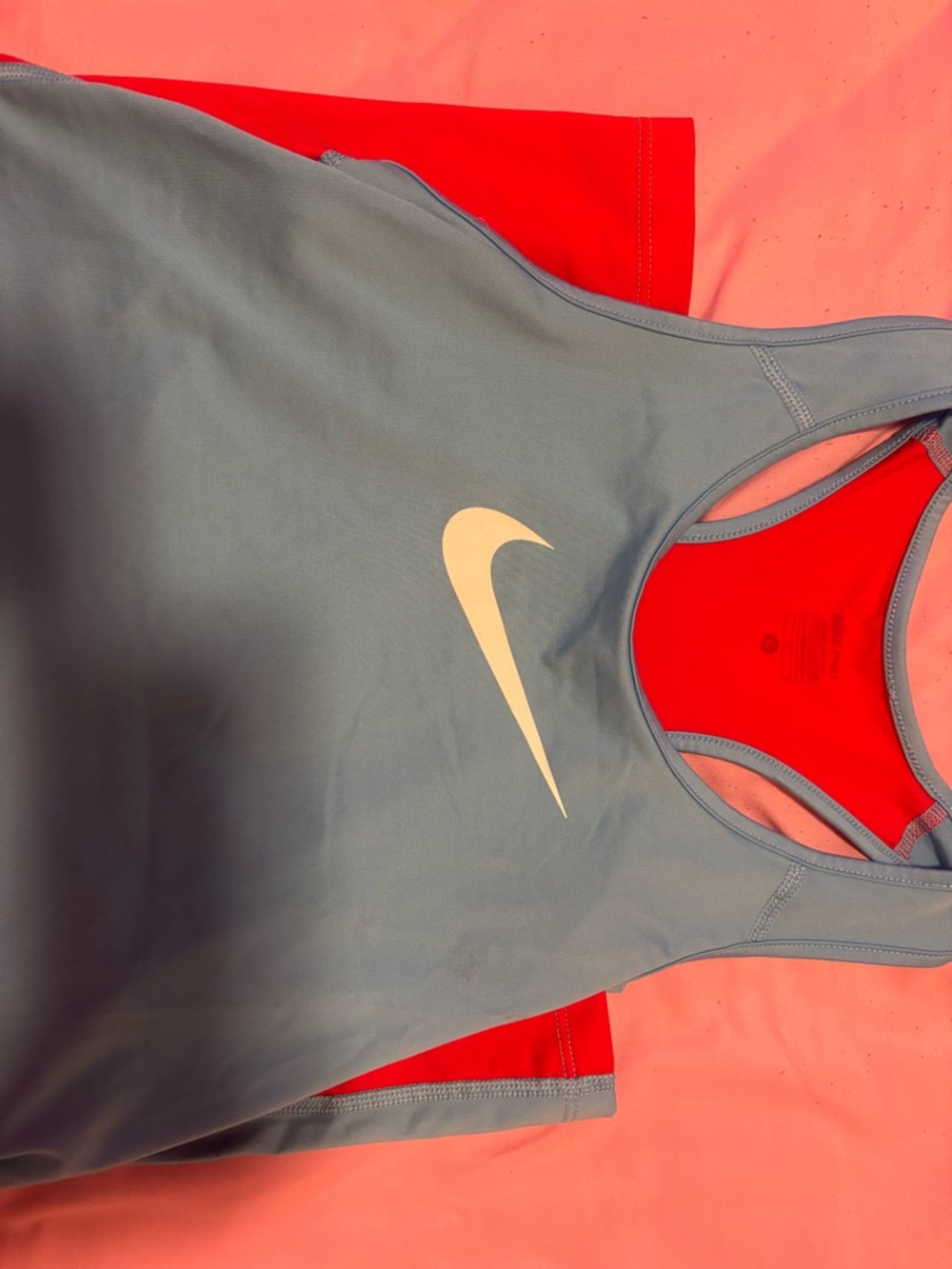 Nike Orange and Light Blue Athletic Tank with Contrast Trim